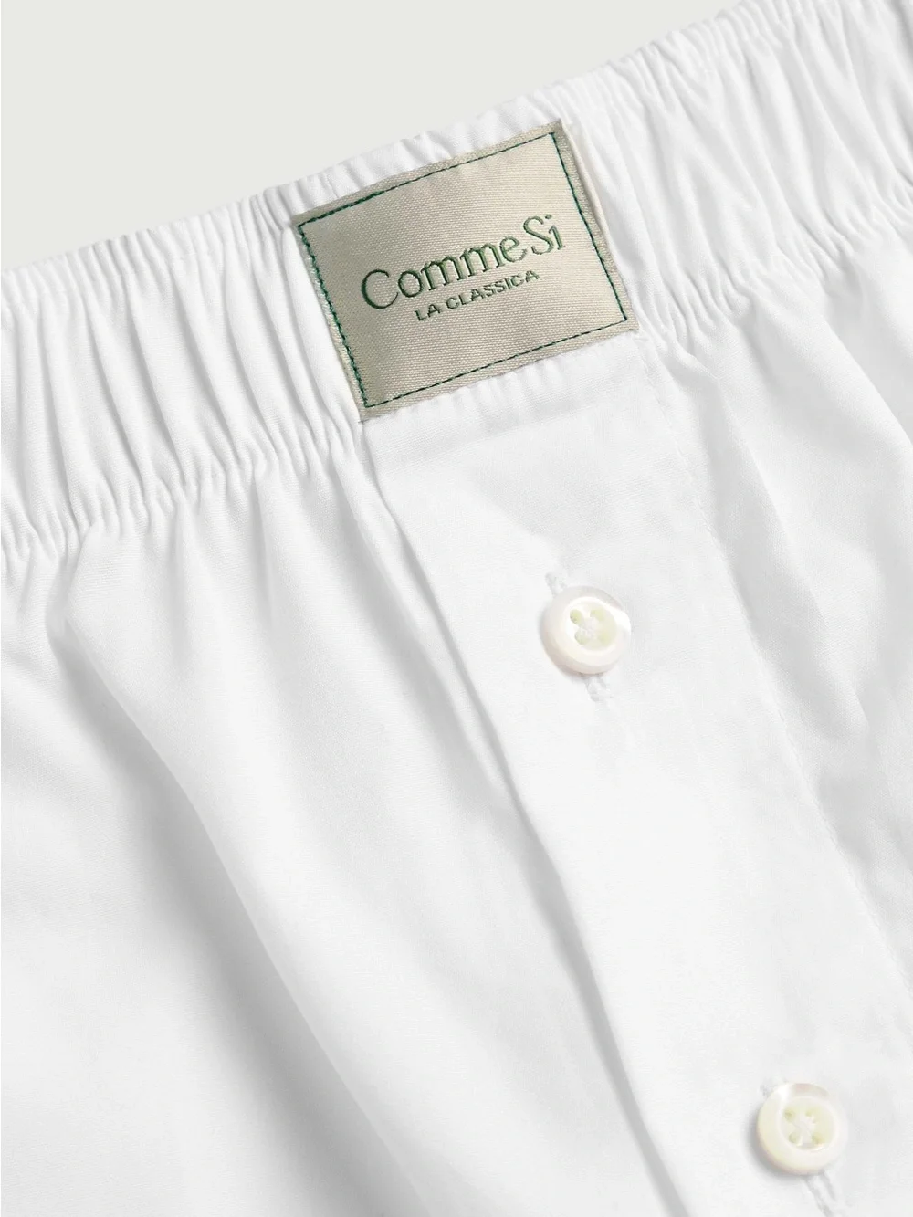 Comme Si La Boxer Classica in White Cotton